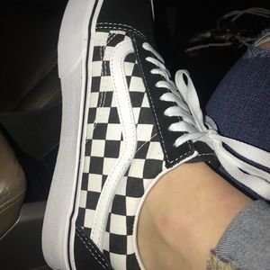 Black and White Checkered Platform Old Skool Vans!